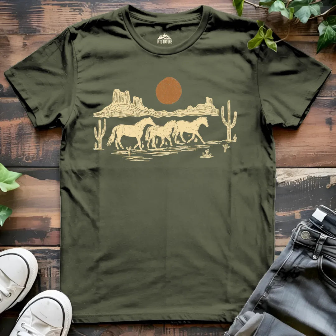 Desert Sunset Horses Tee
