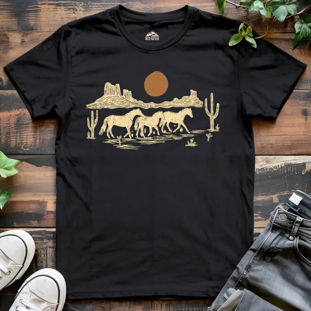 Desert Sunset Horses Tee