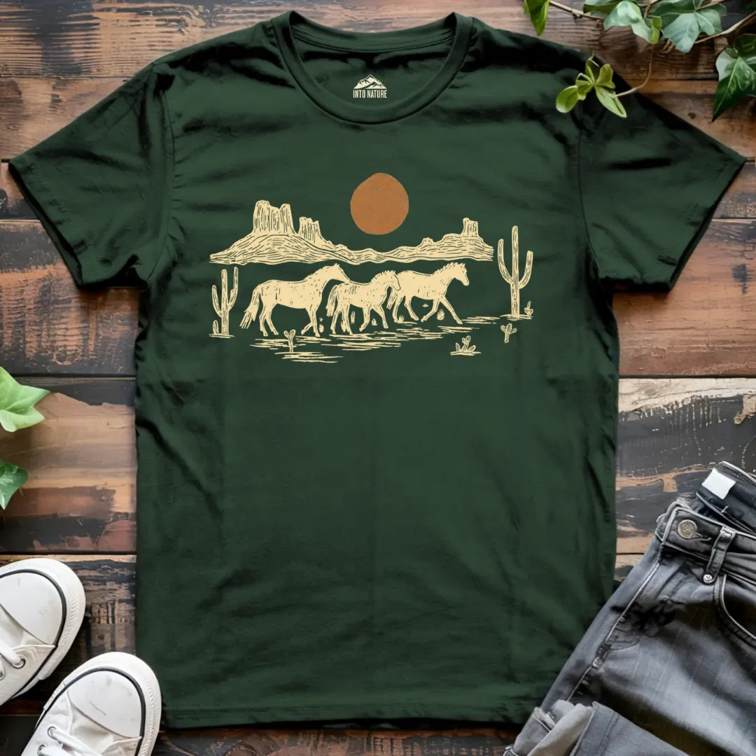 Desert Sunset Horses Tee