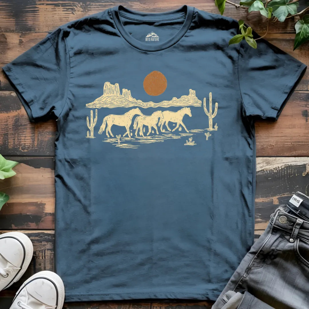Desert Sunset Horses Tee