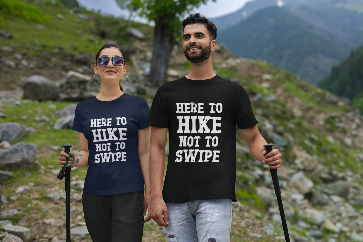 Here to Hike Not to Swipe Funny Tee
