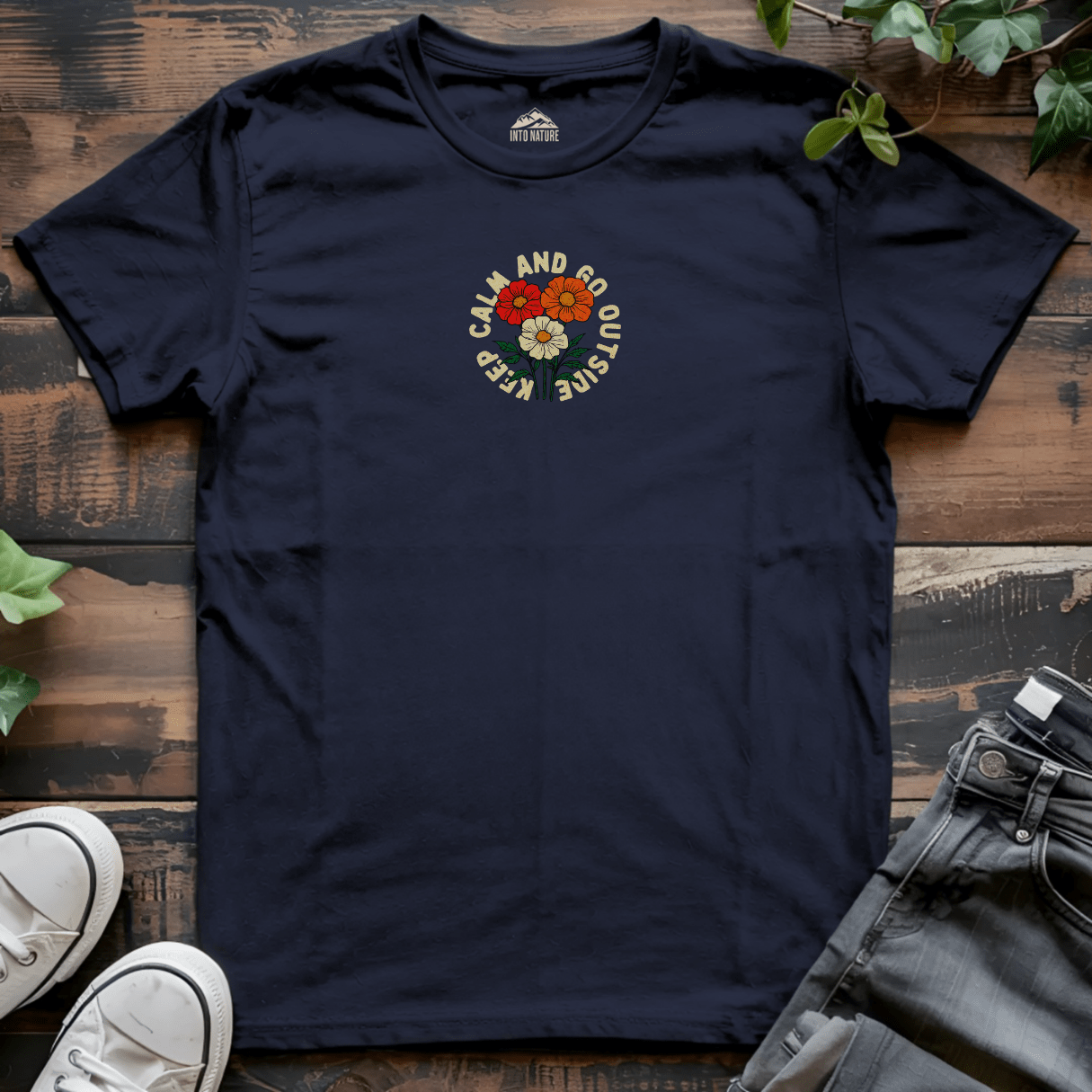 Keep Calm and Go Outside Flower Tee - Into Nature Co.