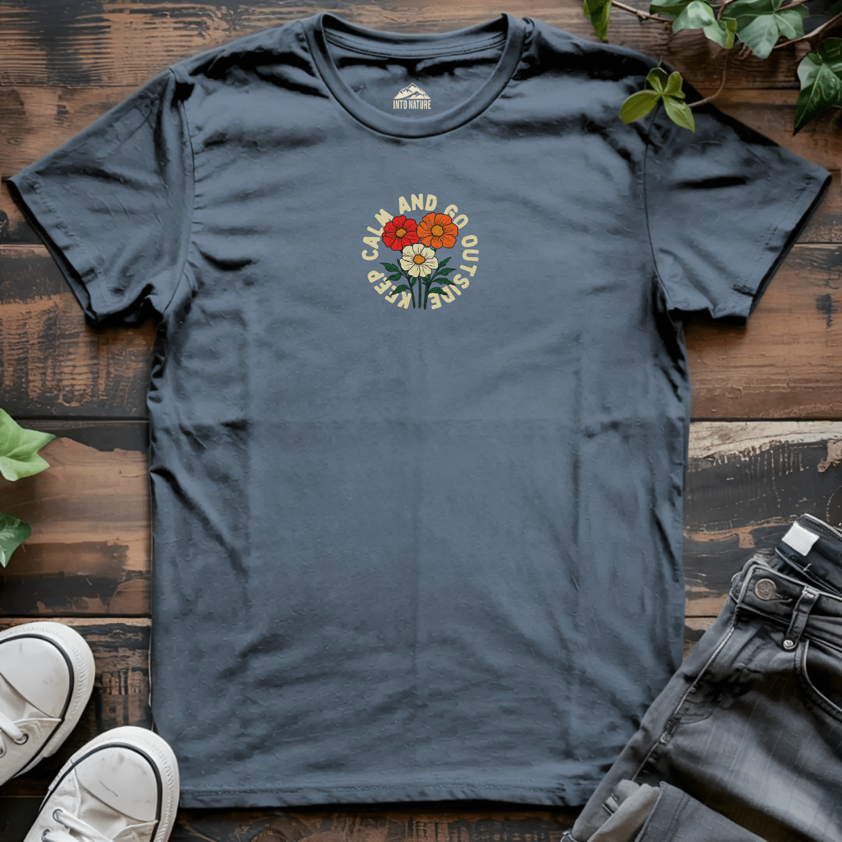 Keep Calm and Go Outside Flower Tee - Into Nature Co.