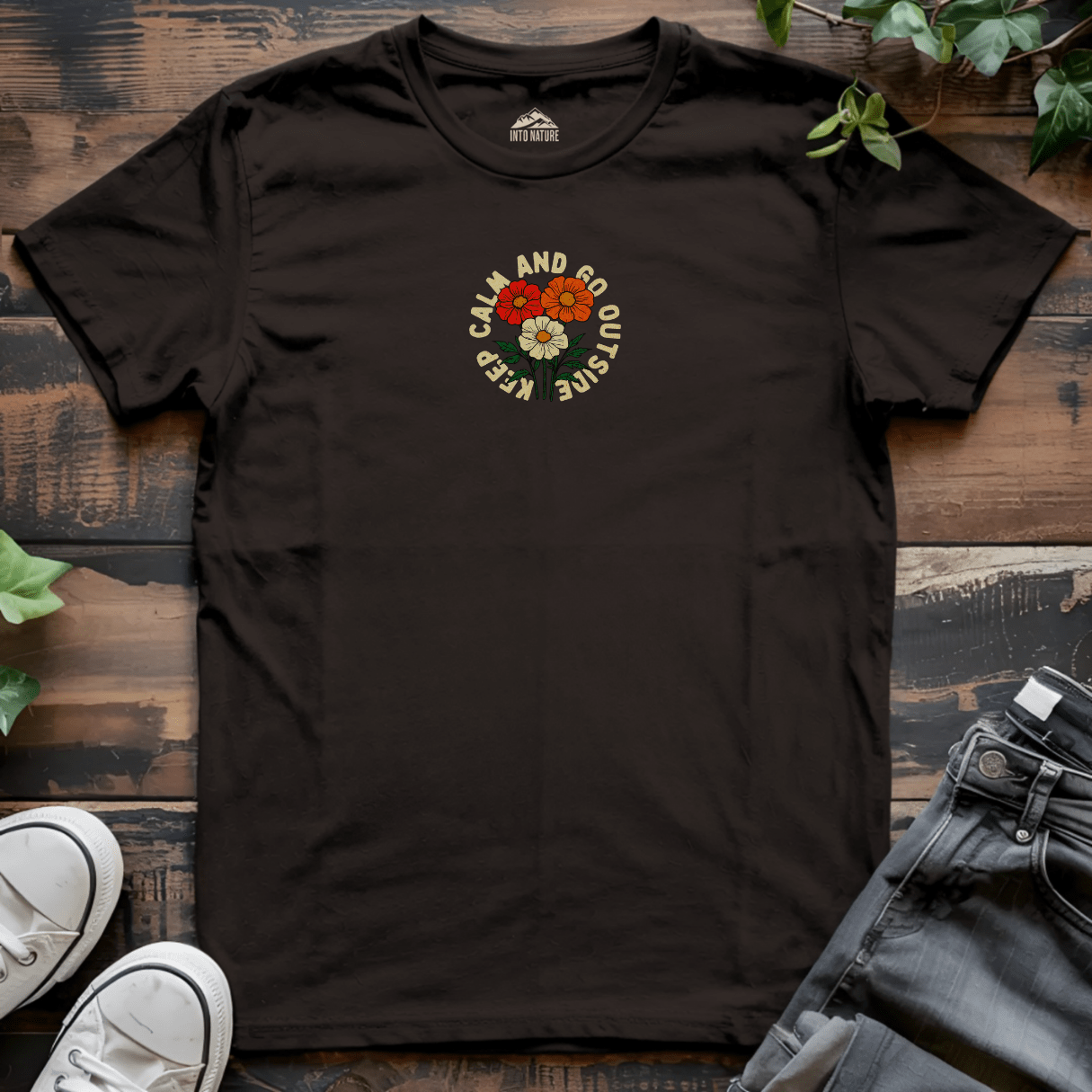 Keep Calm and Go Outside Flower Tee - Into Nature Co.