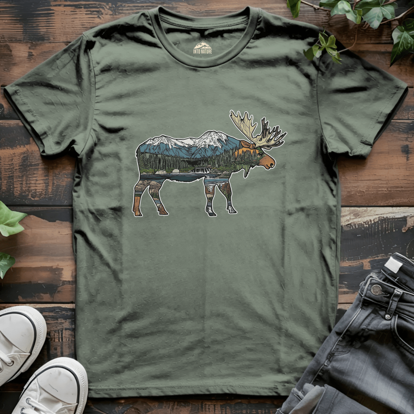 Mountain Landscape Moose Tee - Into Nature Co.