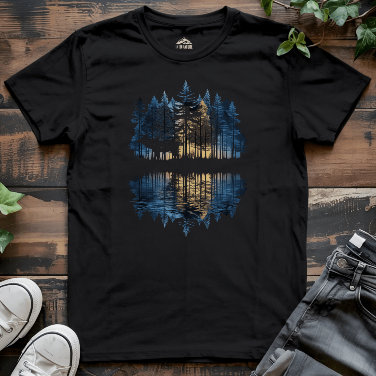 Mystical Forest Reflection Moose Tee - Into Nature Co.