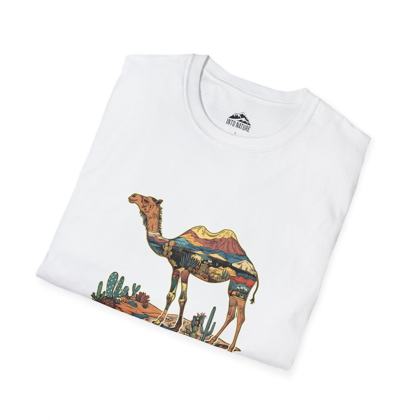 Desert Landscape Camel T-Shirt - Unisex Softstyle Tee for Nature Lovers