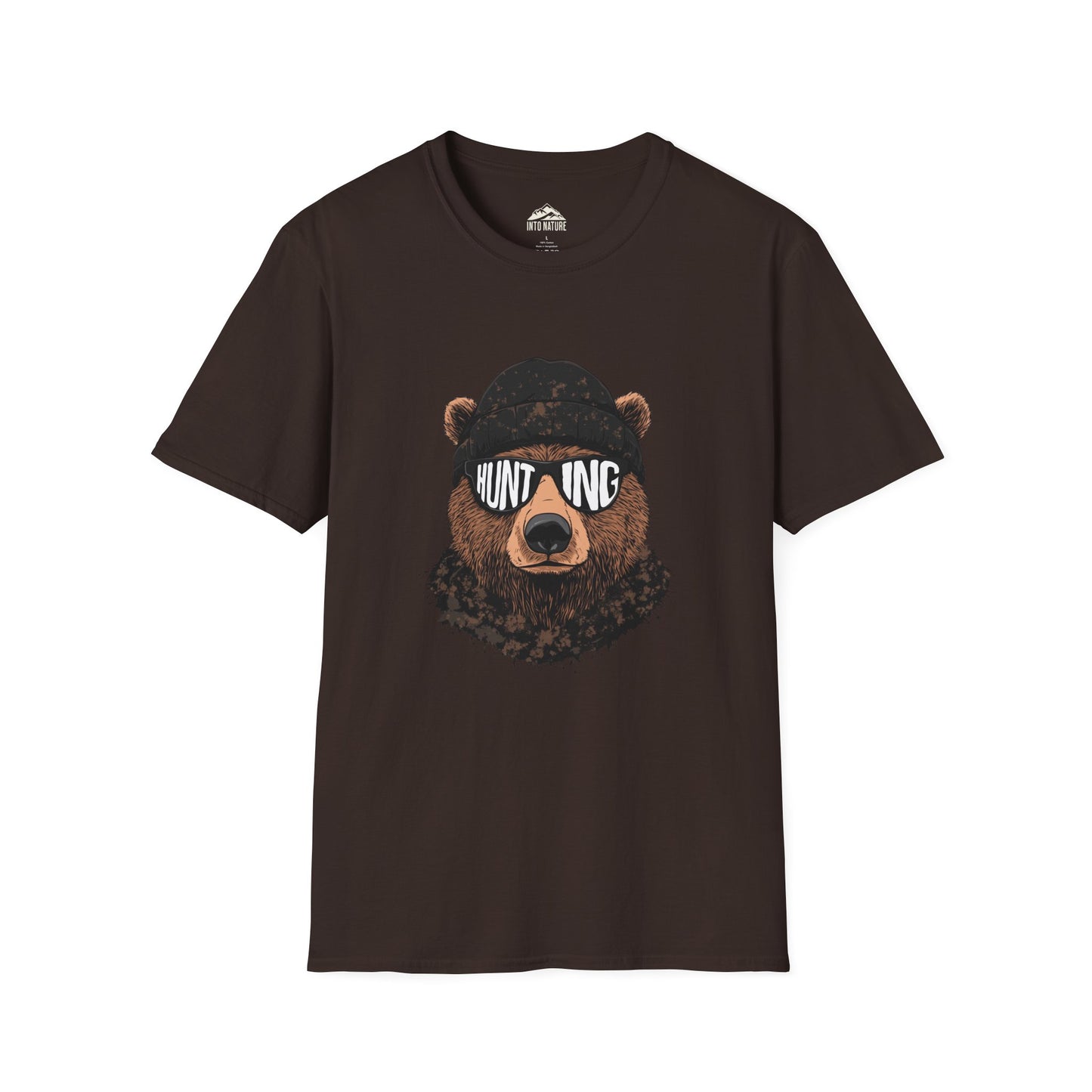 Hunting Bear Graphic T-Shirt | Unisex Softstyle Tee for Outdoor Enthusiasts