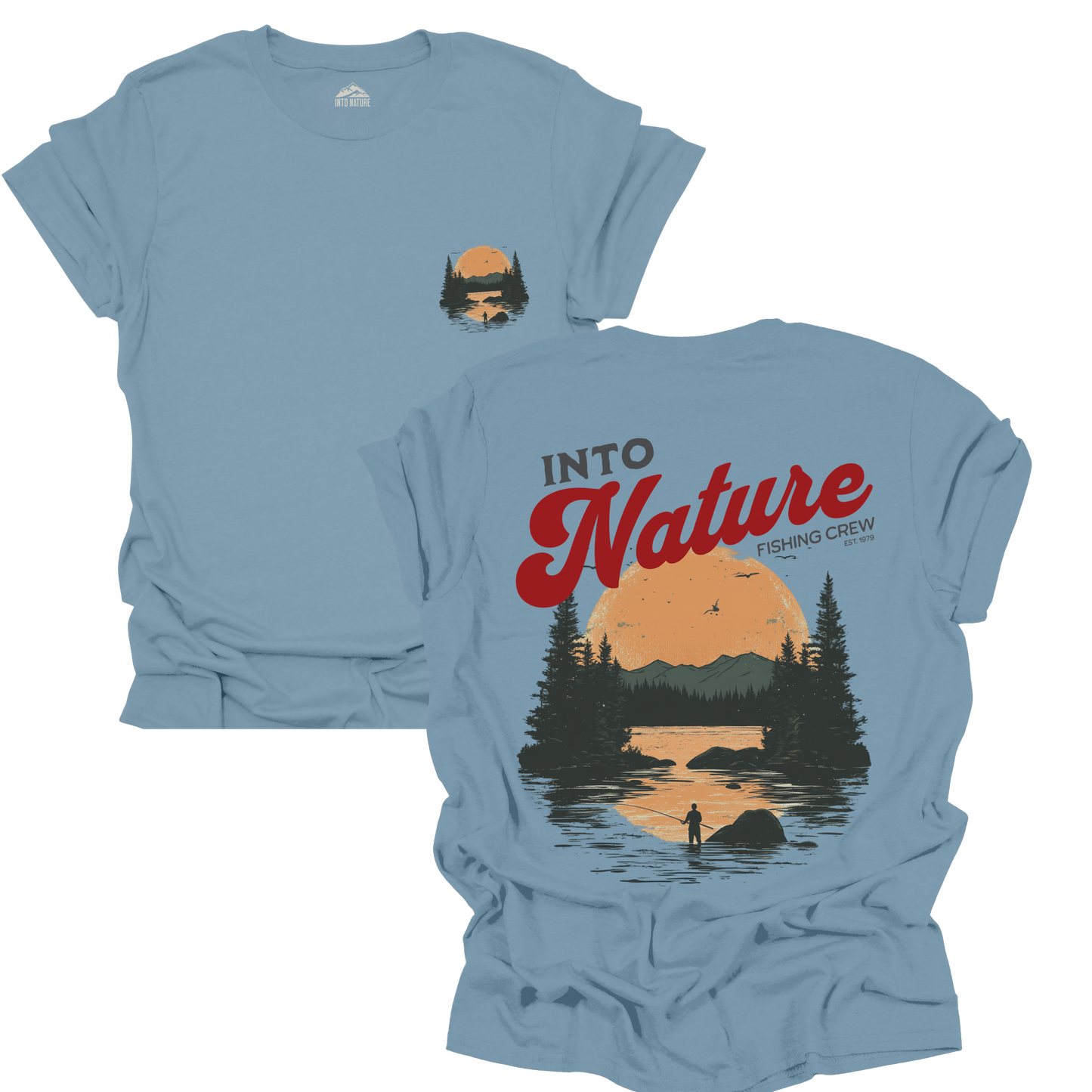 Unisex Softstyle T-Shirt - Into Nature Fishing Crew Graphic Tee