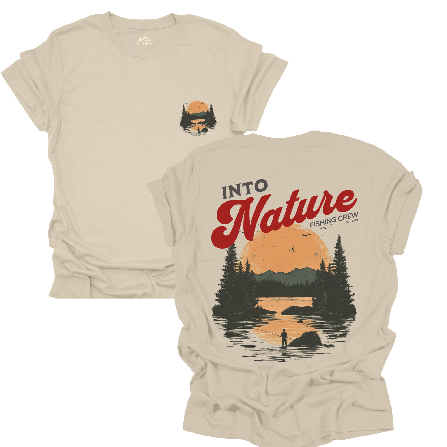 Unisex Softstyle T-Shirt - Into Nature Fishing Crew Graphic Tee