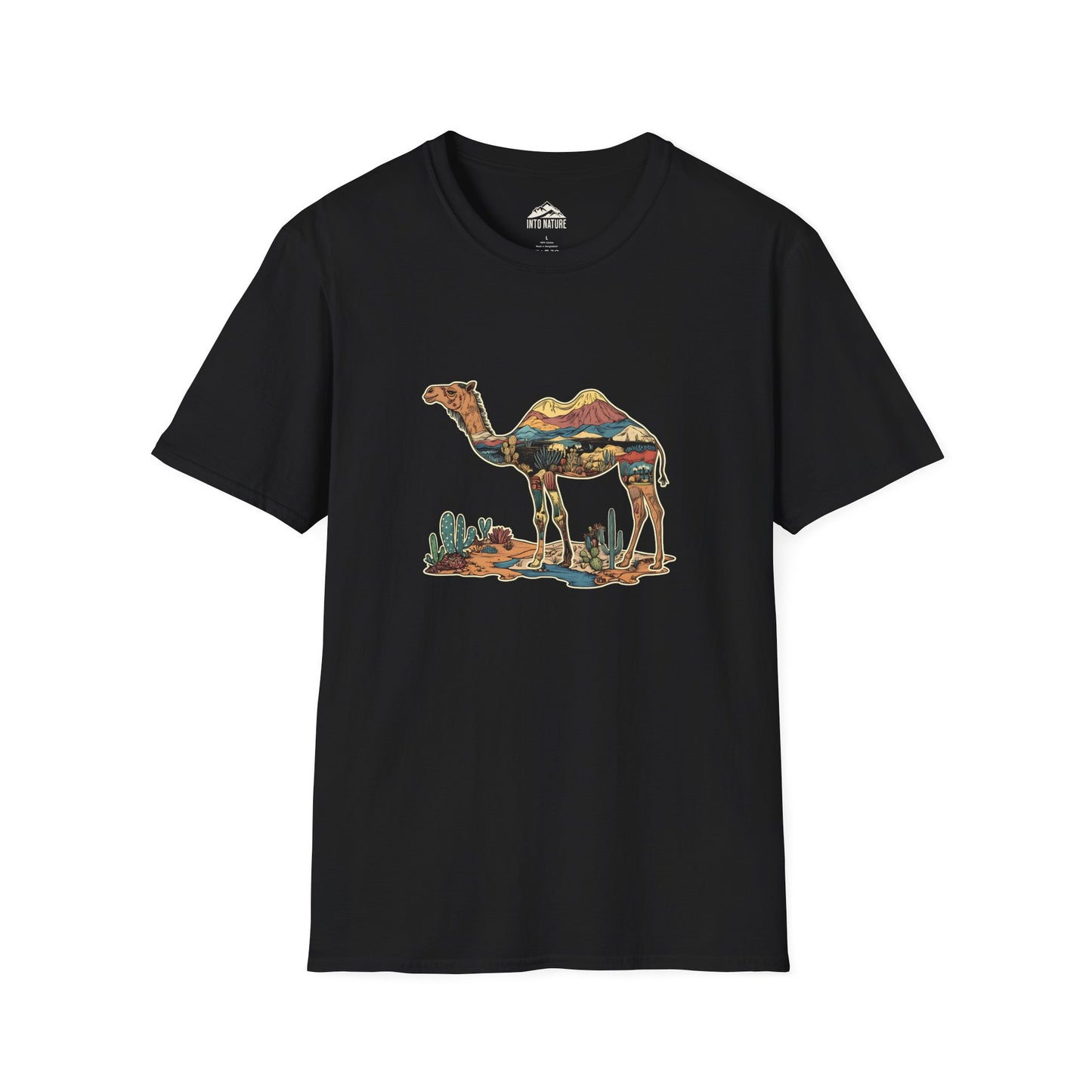 Desert Landscape Camel T-Shirt - Unisex Softstyle Tee for Nature Lovers