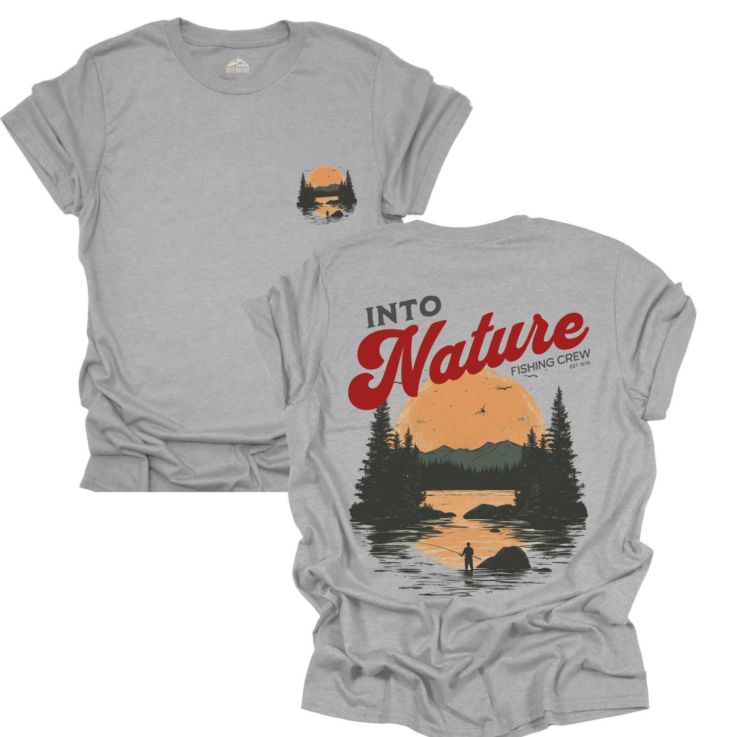 Unisex Softstyle T-Shirt - Into Nature Fishing Crew Graphic Tee