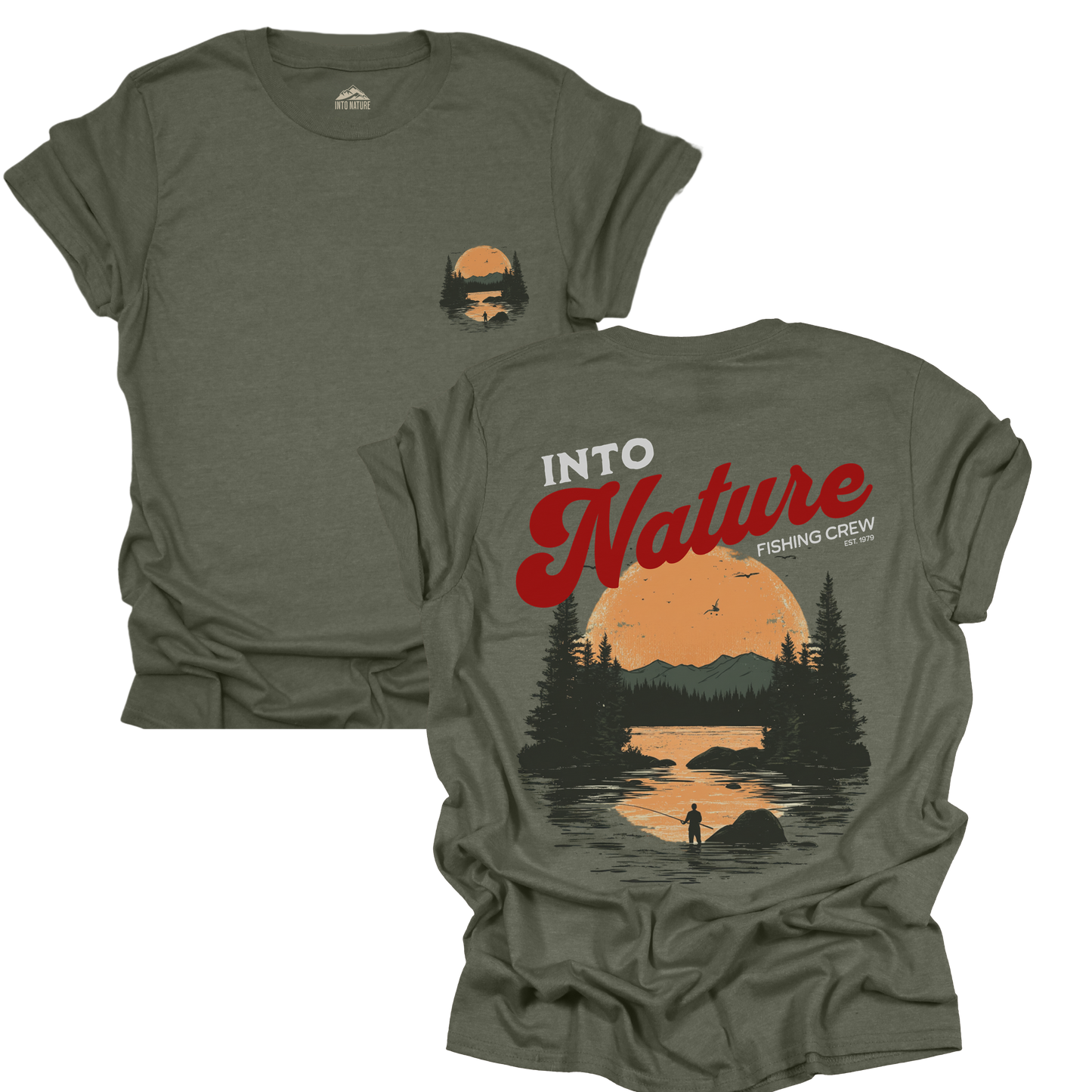 Unisex Softstyle T-Shirt - Into Nature Fishing Crew Graphic Tee