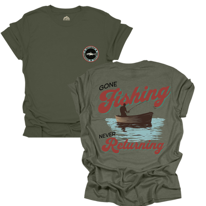 Gone Fishing Unisex T-Shirt, Relaxed Fit, Vintage Style, Perfect Gift for Fishermen, Summer Outdoor Wear