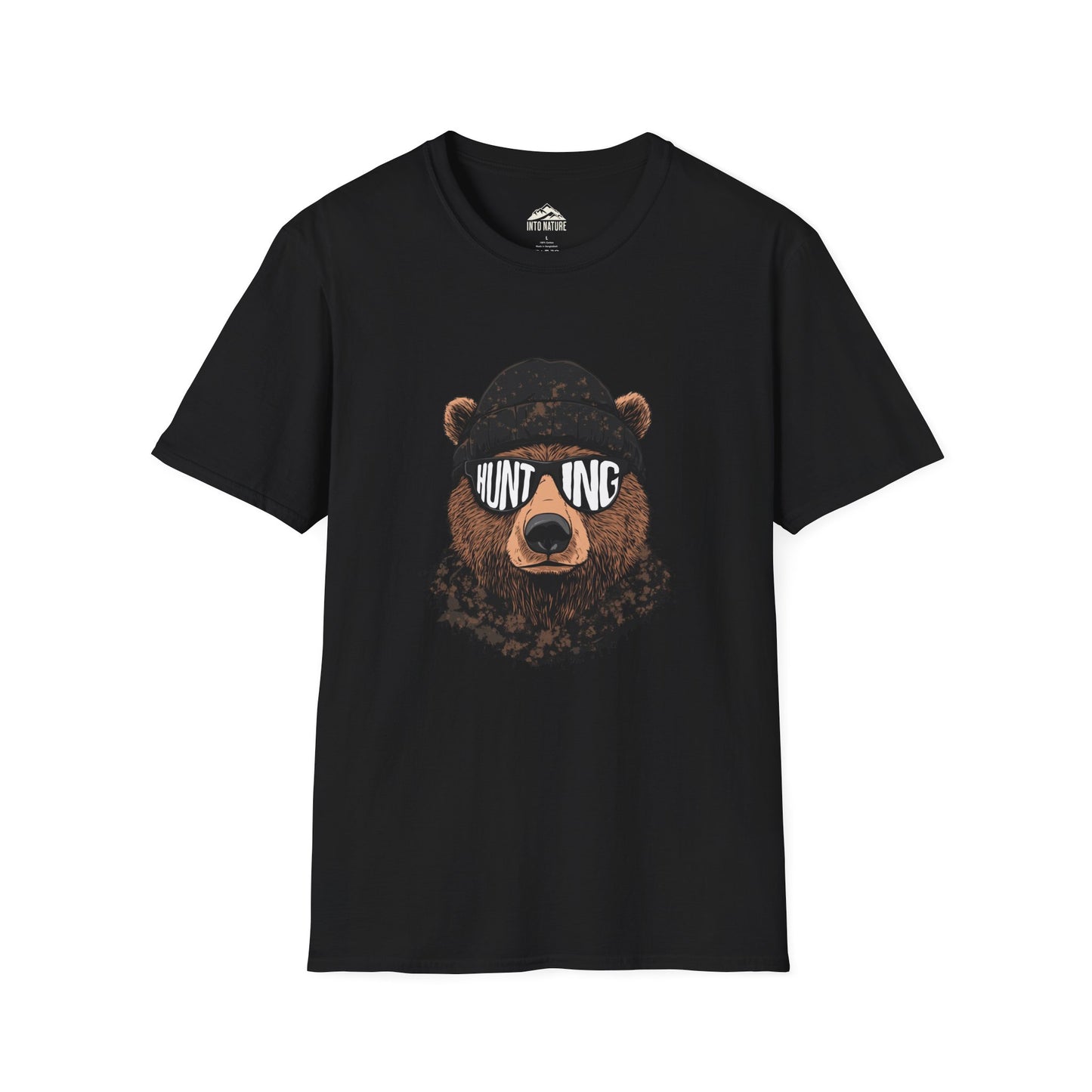 Hunting Bear Graphic T-Shirt | Unisex Softstyle Tee for Outdoor Enthusiasts