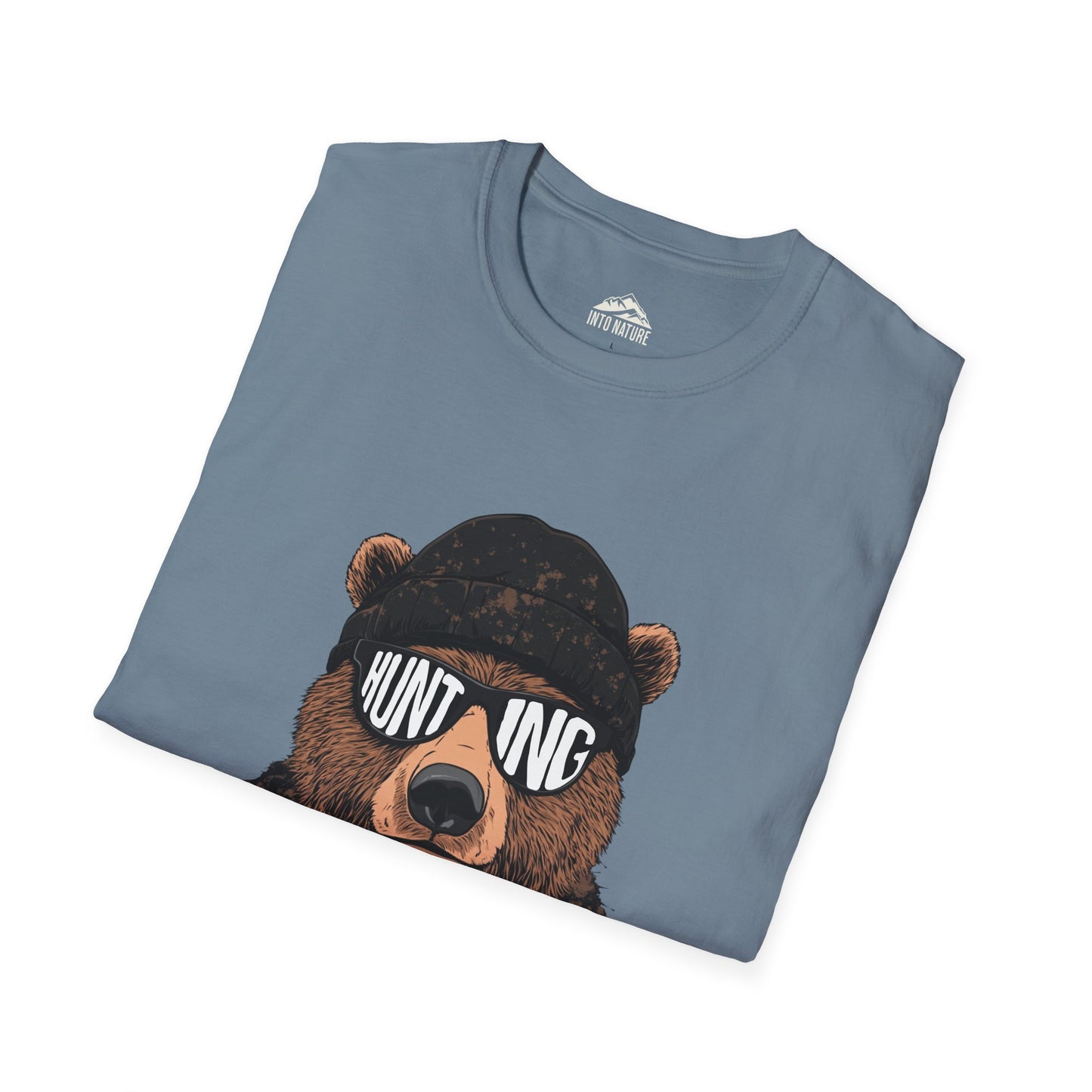 Hunting Bear Graphic T-Shirt | Unisex Softstyle Tee for Outdoor Enthusiasts