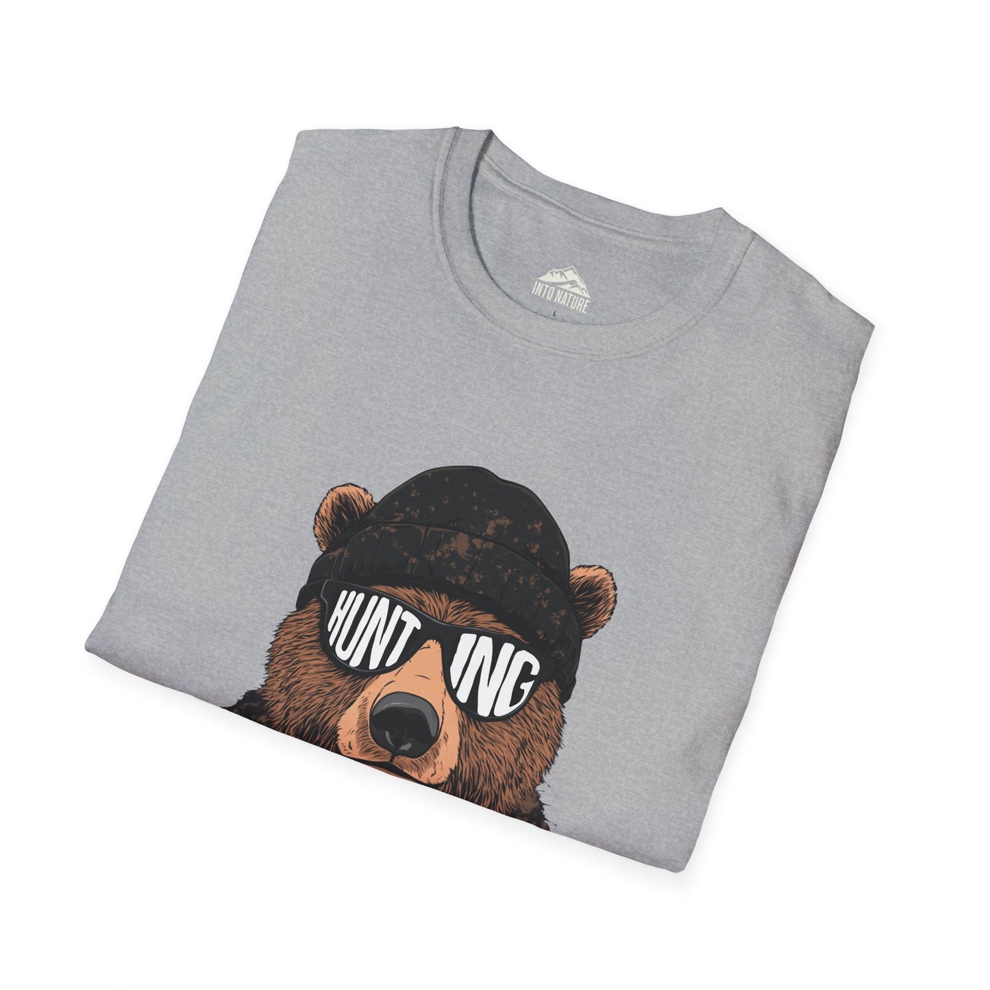 Hunting Bear Graphic T-Shirt | Unisex Softstyle Tee for Outdoor Enthusiasts