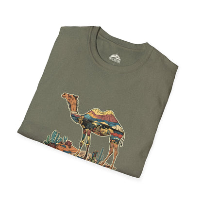 Desert Landscape Camel T-Shirt - Unisex Softstyle Tee for Nature Lovers