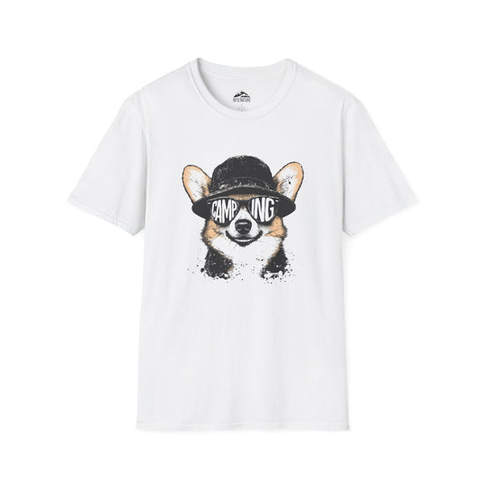 Camping Corgi Unisex Softstyle T-Shirt - Perfect for Outdoor Lovers