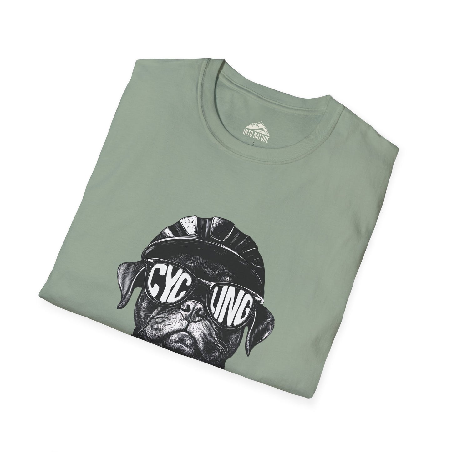 Cycling Pug Unisex Softstyle T-Shirt - Fun Dog Graphic Tee for Bike Lovers