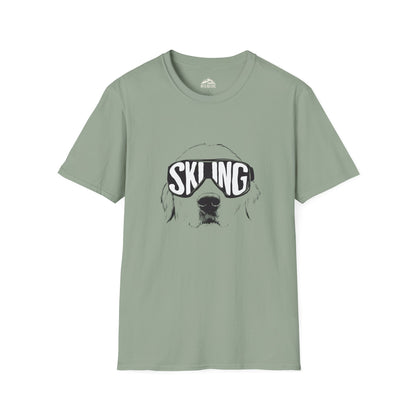 Skiing Dog Unisex Softstyle T-Shirt - Fun Winter Adventure Tee