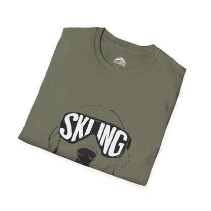 Skiing Dog Unisex Softstyle T-Shirt - Fun Winter Adventure Tee