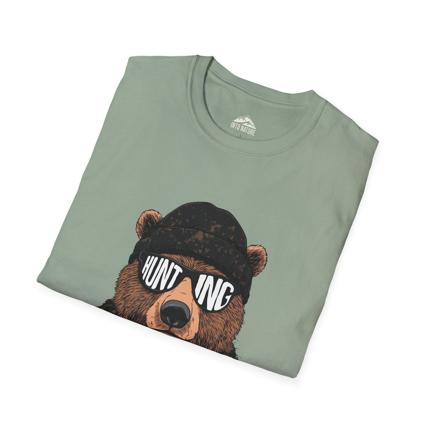 Hunting Bear Graphic T-Shirt | Unisex Softstyle Tee for Outdoor Enthusiasts