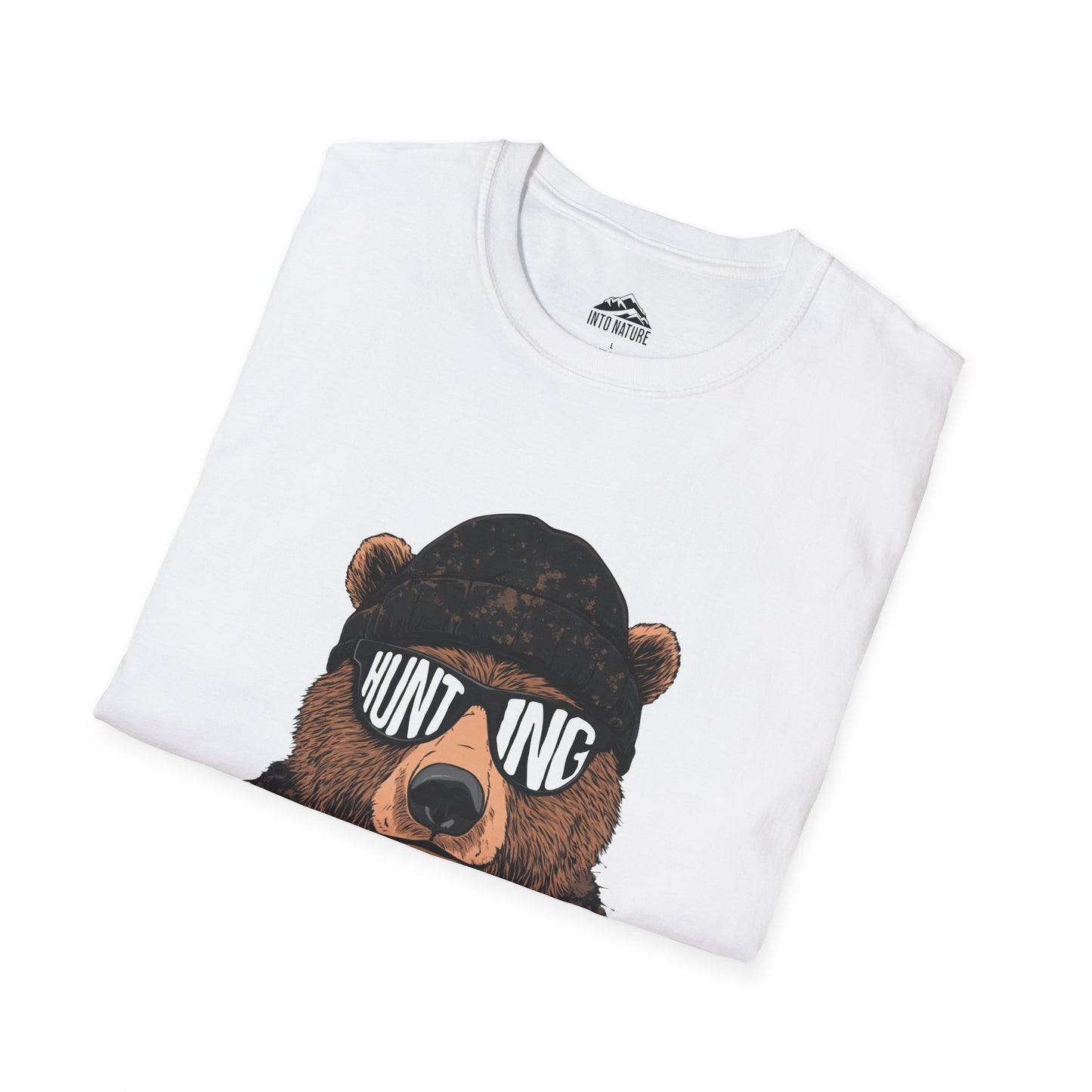 Hunting Bear Graphic T-Shirt | Unisex Softstyle Tee for Outdoor Enthusiasts