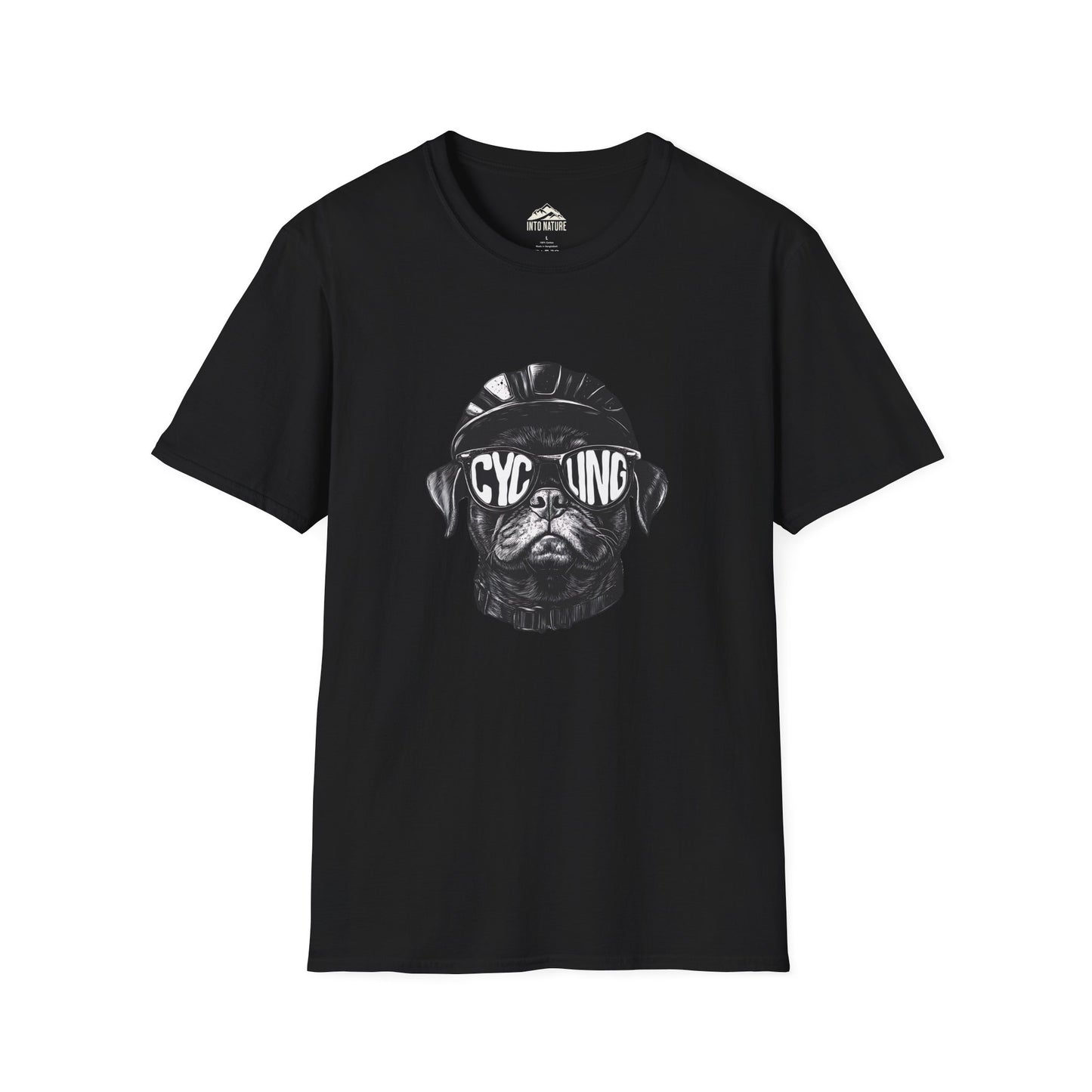 Cycling Pug Unisex Softstyle T-Shirt - Fun Dog Graphic Tee for Bike Lovers