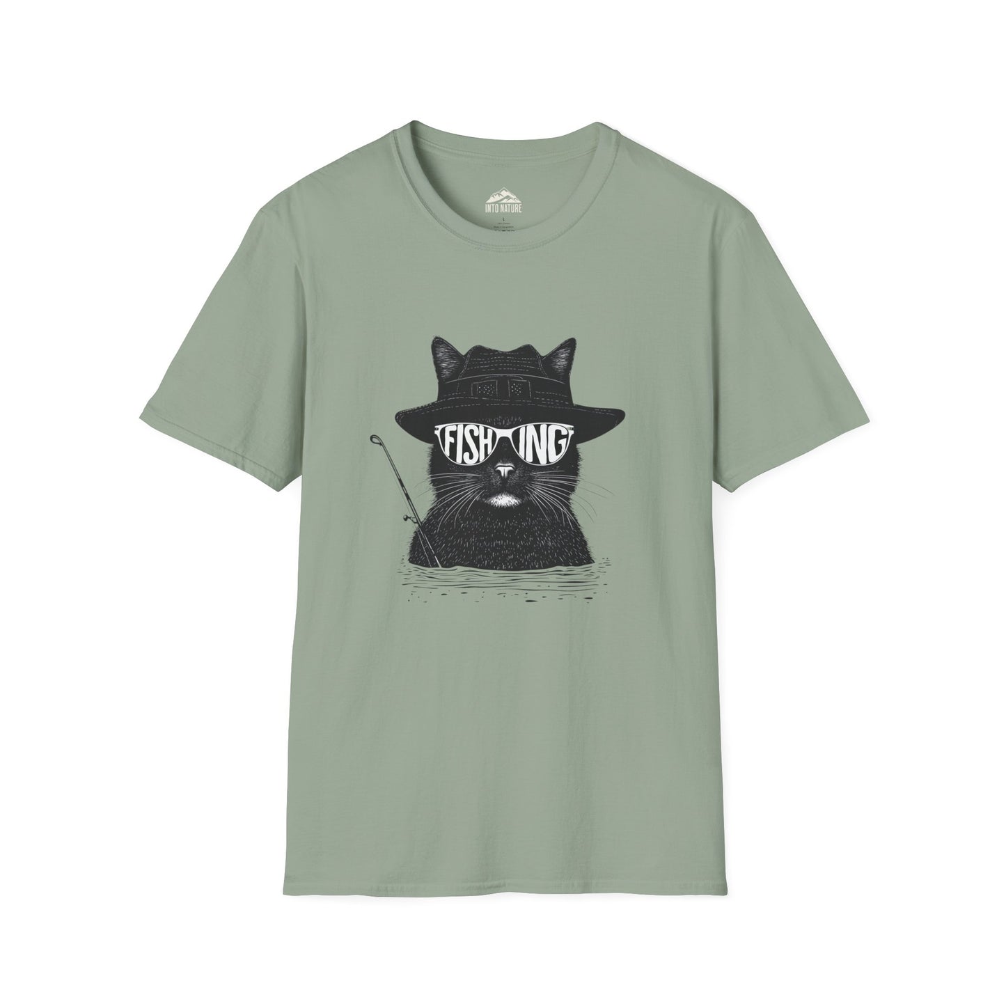 Cool Cat Fishing Unisex Softstyle T-Shirt for Animal Lovers