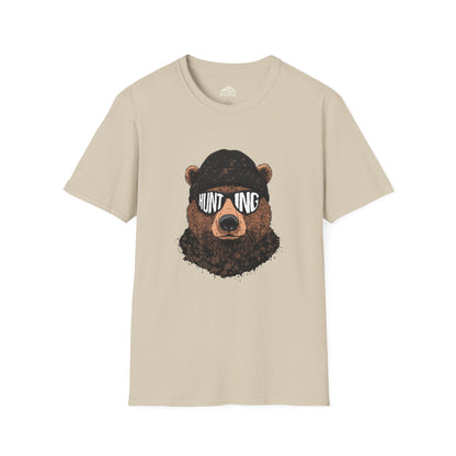 Hunting Bear Graphic T-Shirt | Unisex Softstyle Tee for Outdoor Enthusiasts