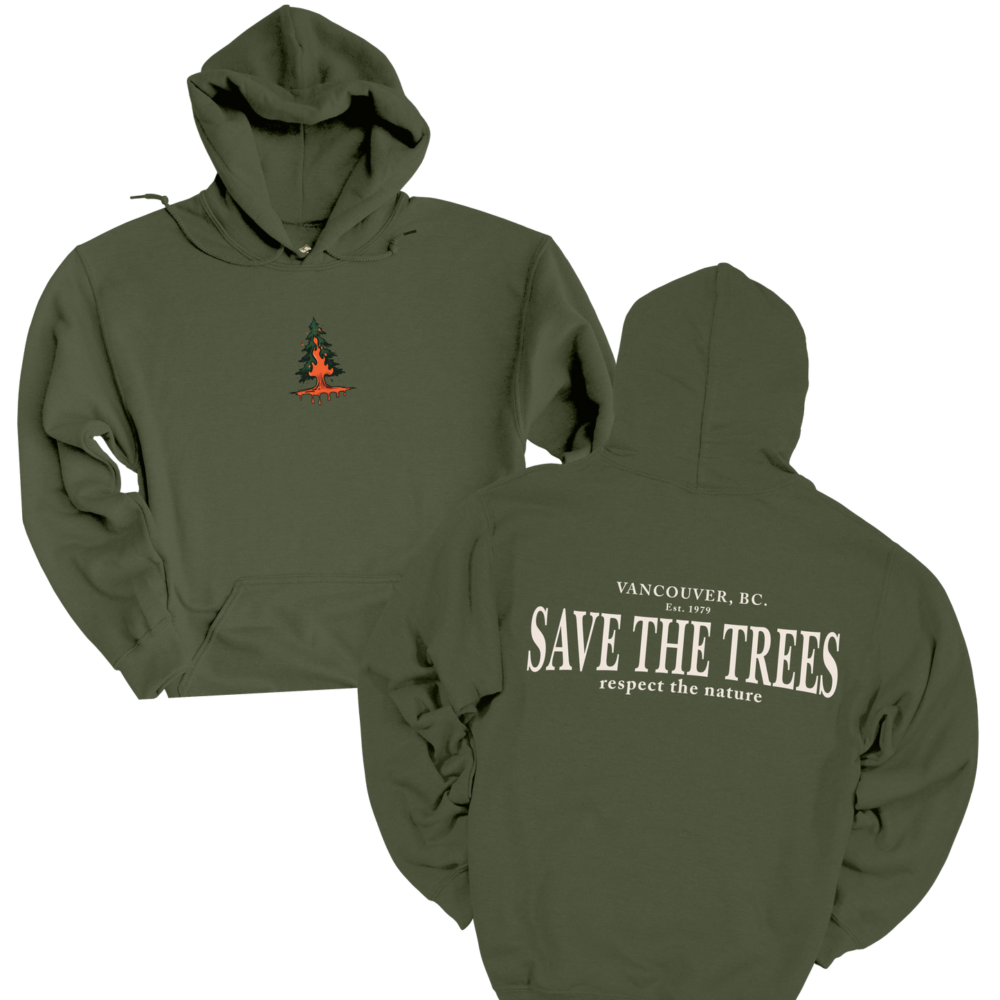 Eco-Friendly Hooded Sweatshirt | Save the Trees Design