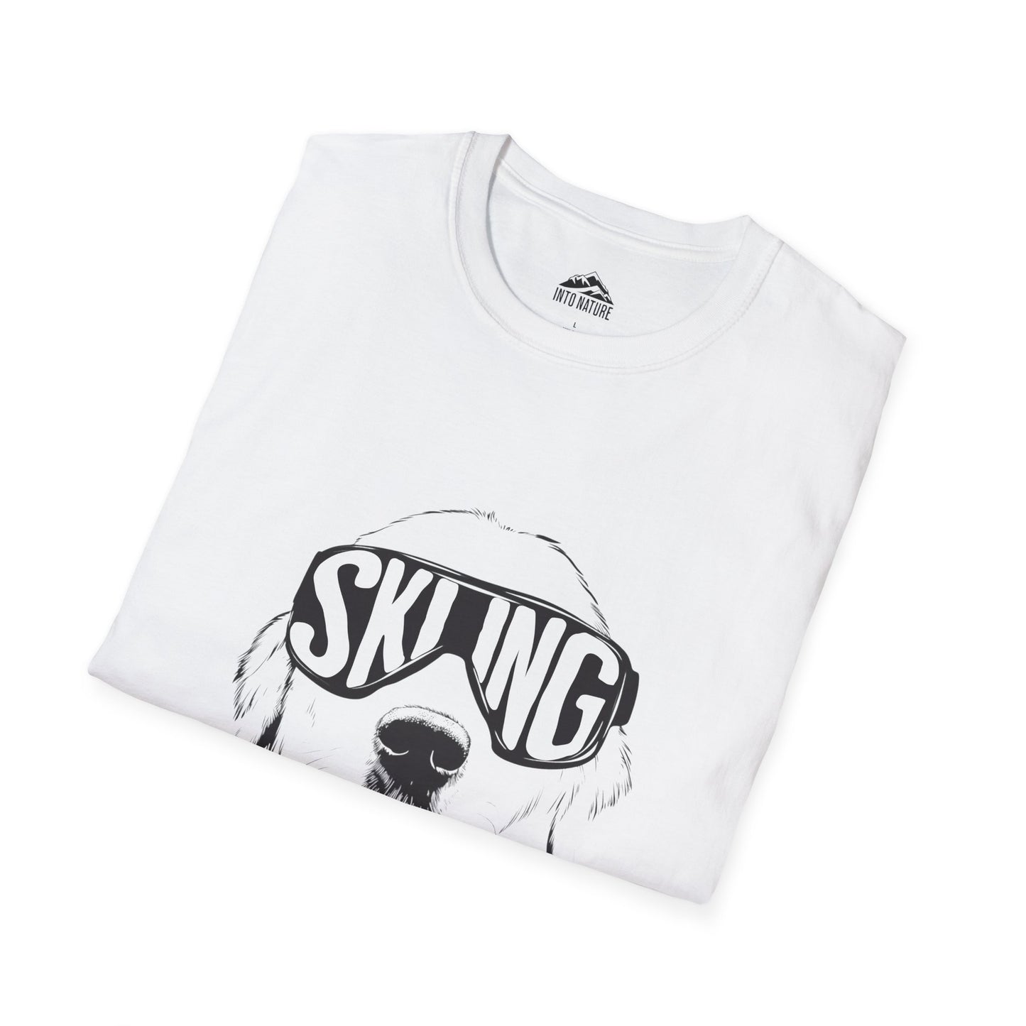 Skiing Dog Unisex Softstyle T-Shirt - Fun Winter Adventure Tee