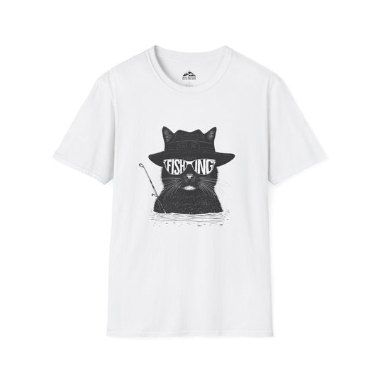 Cool Cat Fishing Unisex Softstyle T-Shirt for Animal Lovers