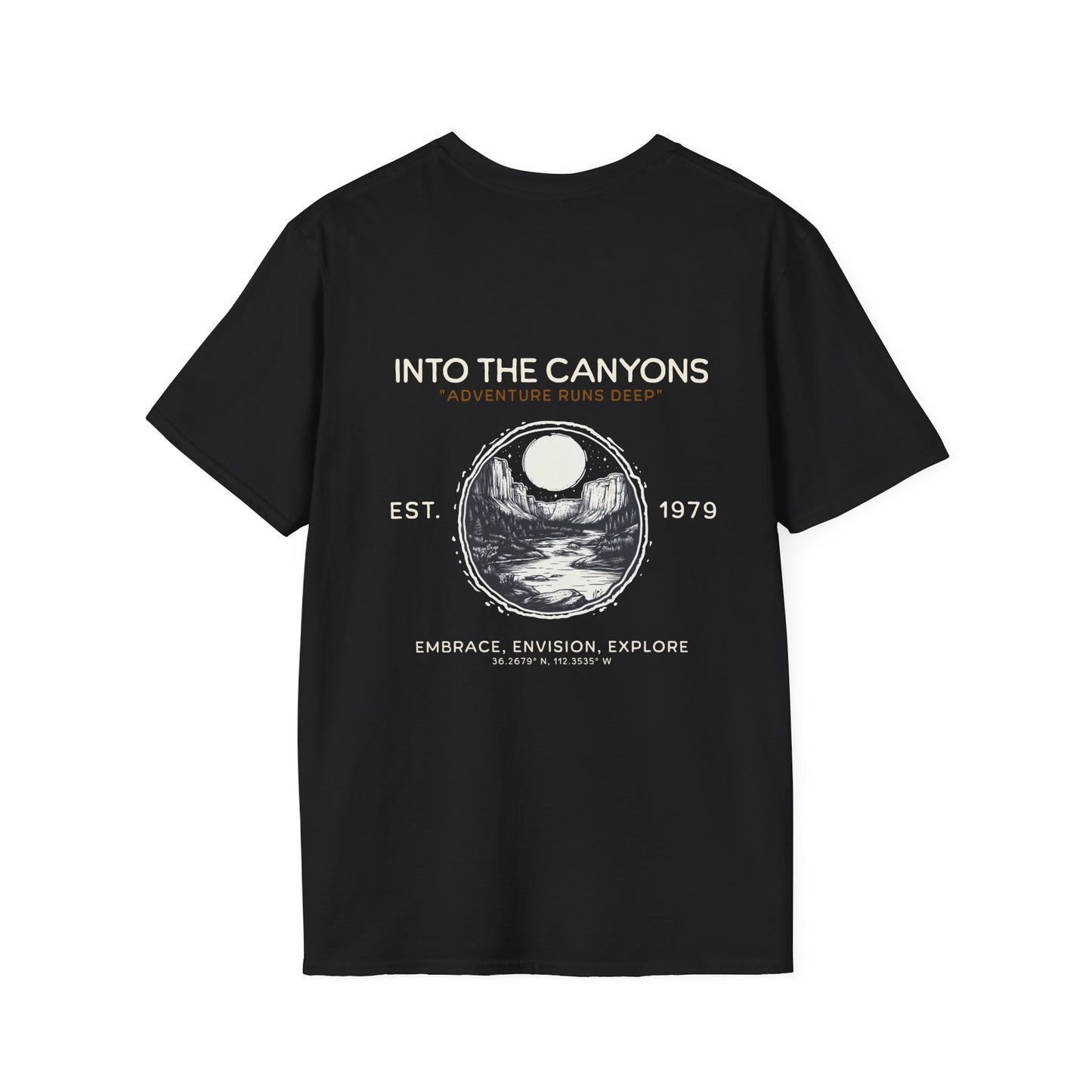 Unisex Softstyle T-Shirt - 'Into the Canyons' Adventure Graphic Tee