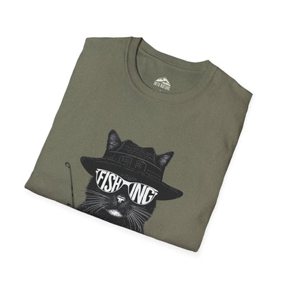 Cool Cat Fishing Unisex Softstyle T-Shirt for Animal Lovers