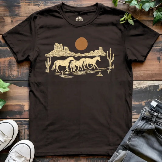 Desert Sunset Horses Tee
