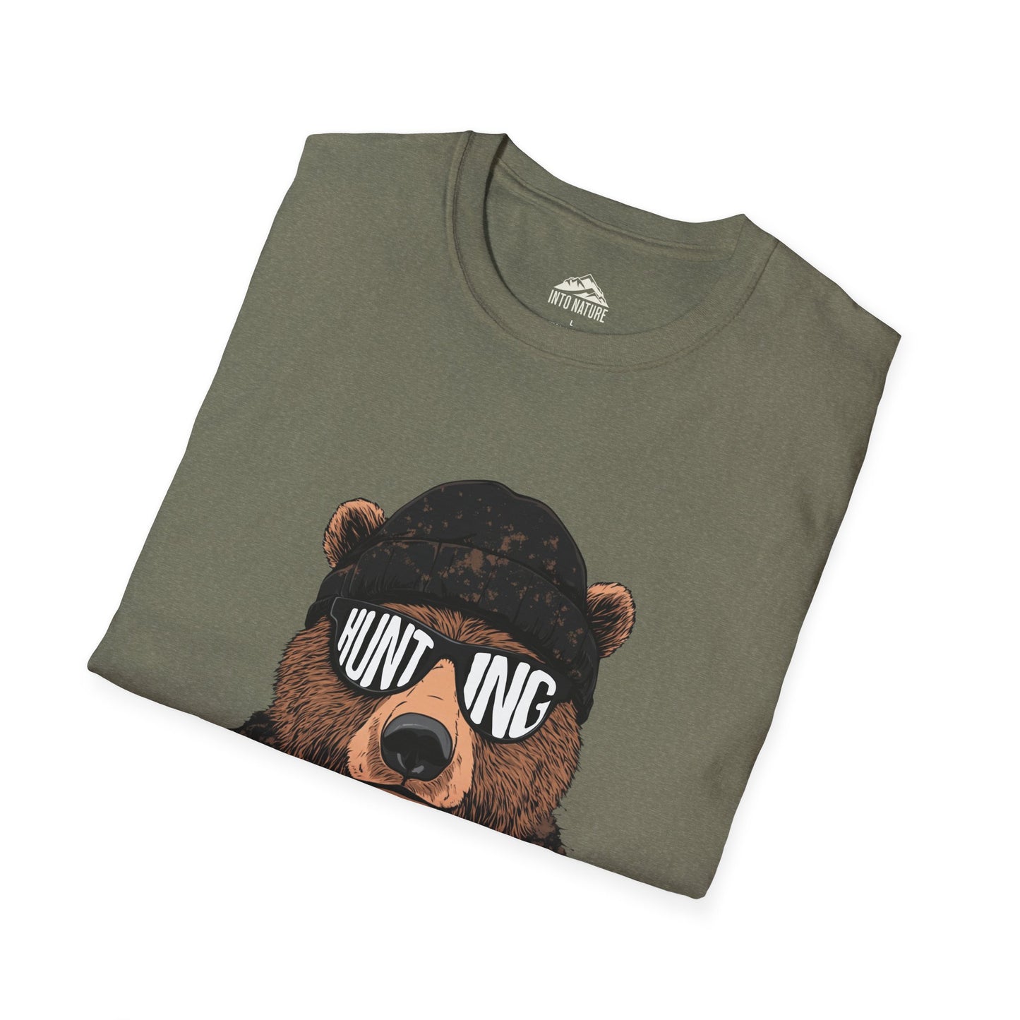 Hunting Bear Graphic T-Shirt | Unisex Softstyle Tee for Outdoor Enthusiasts