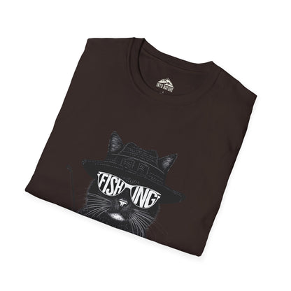 Cool Cat Fishing Unisex Softstyle T-Shirt for Animal Lovers