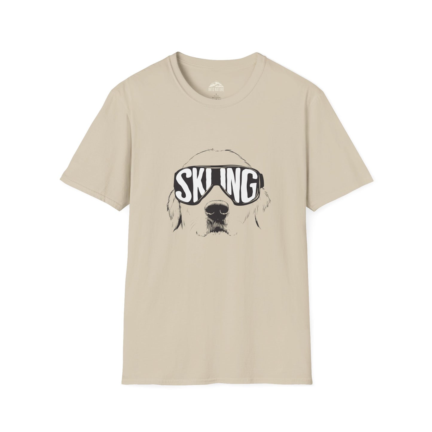 Skiing Dog Unisex Softstyle T-Shirt - Fun Winter Adventure Tee