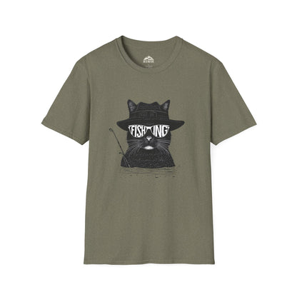 Cool Cat Fishing Unisex Softstyle T-Shirt for Animal Lovers