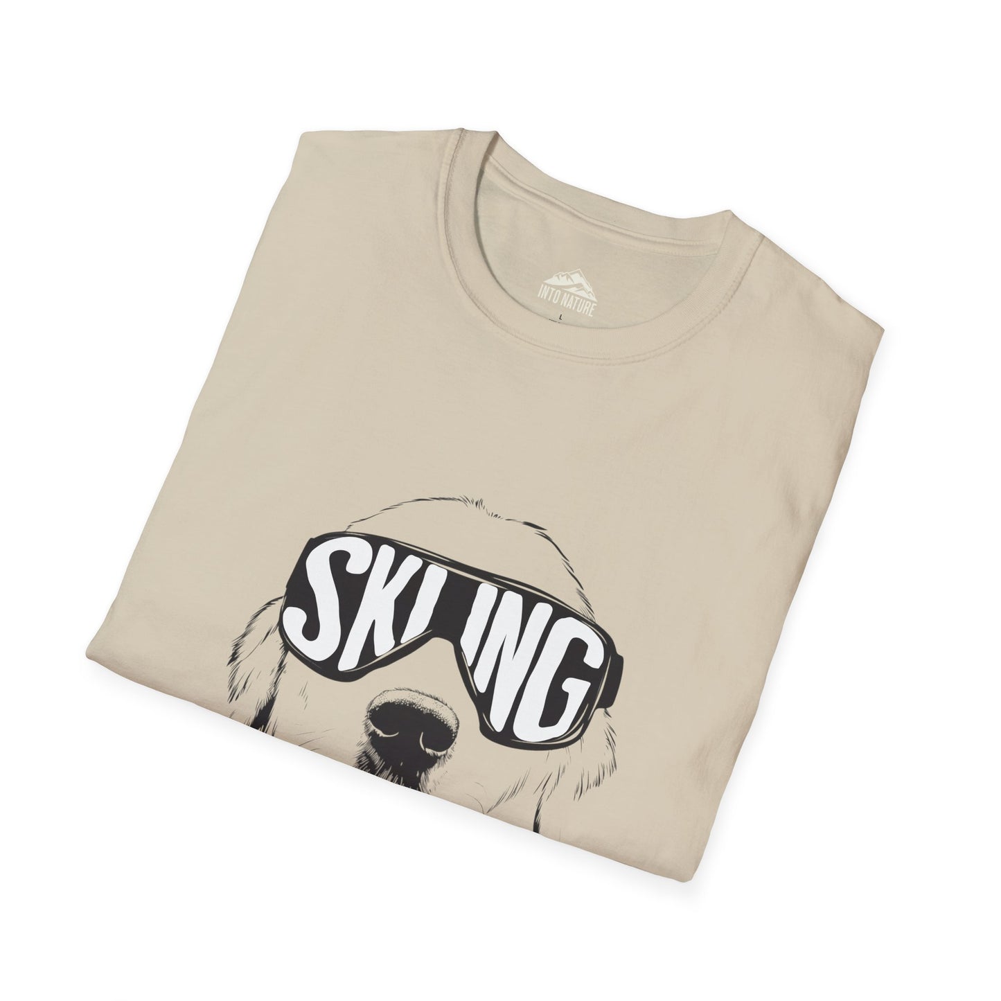 Skiing Dog Unisex Softstyle T-Shirt - Fun Winter Adventure Tee