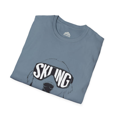 Skiing Dog Unisex Softstyle T-Shirt - Fun Winter Adventure Tee