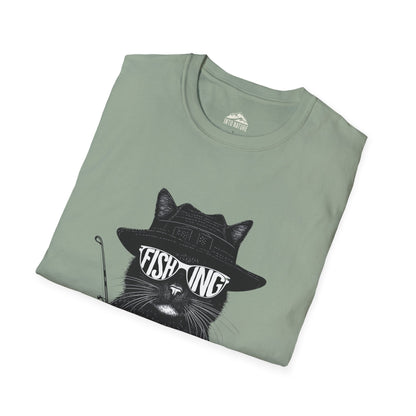 Cool Cat Fishing Unisex Softstyle T-Shirt for Animal Lovers