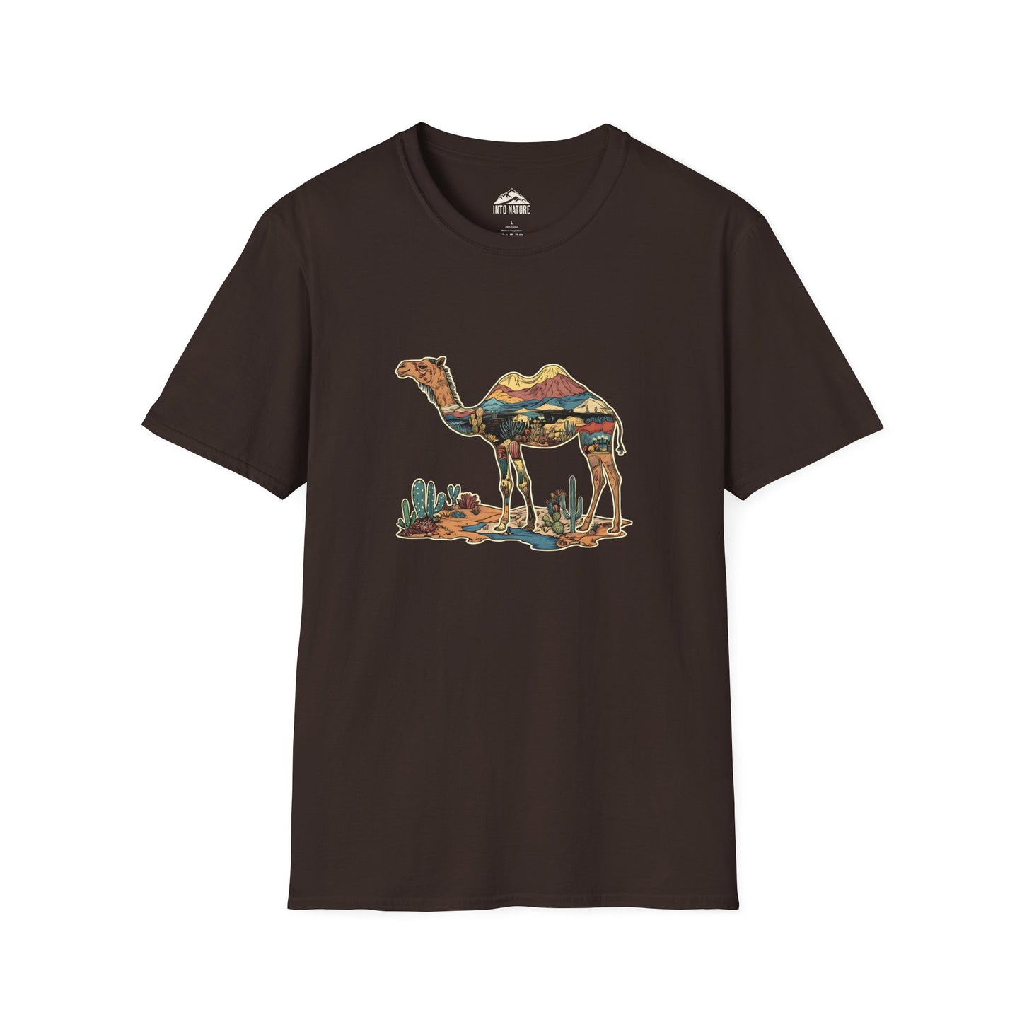 Desert Landscape Camel T-Shirt - Unisex Softstyle Tee for Nature Lovers