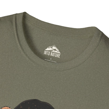 Hunting Bear Graphic T-Shirt | Unisex Softstyle Tee for Outdoor Enthusiasts