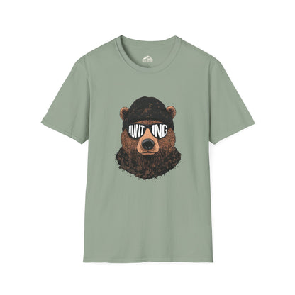 Hunting Bear Graphic T-Shirt | Unisex Softstyle Tee for Outdoor Enthusiasts