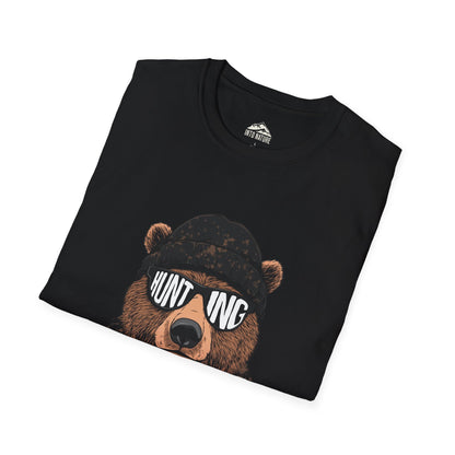 Hunting Bear Graphic T-Shirt | Unisex Softstyle Tee for Outdoor Enthusiasts