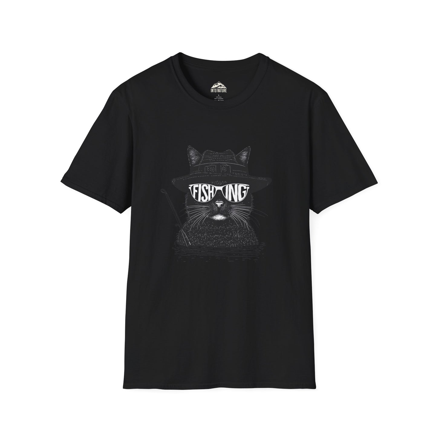 Cool Cat Fishing Unisex Softstyle T-Shirt for Animal Lovers