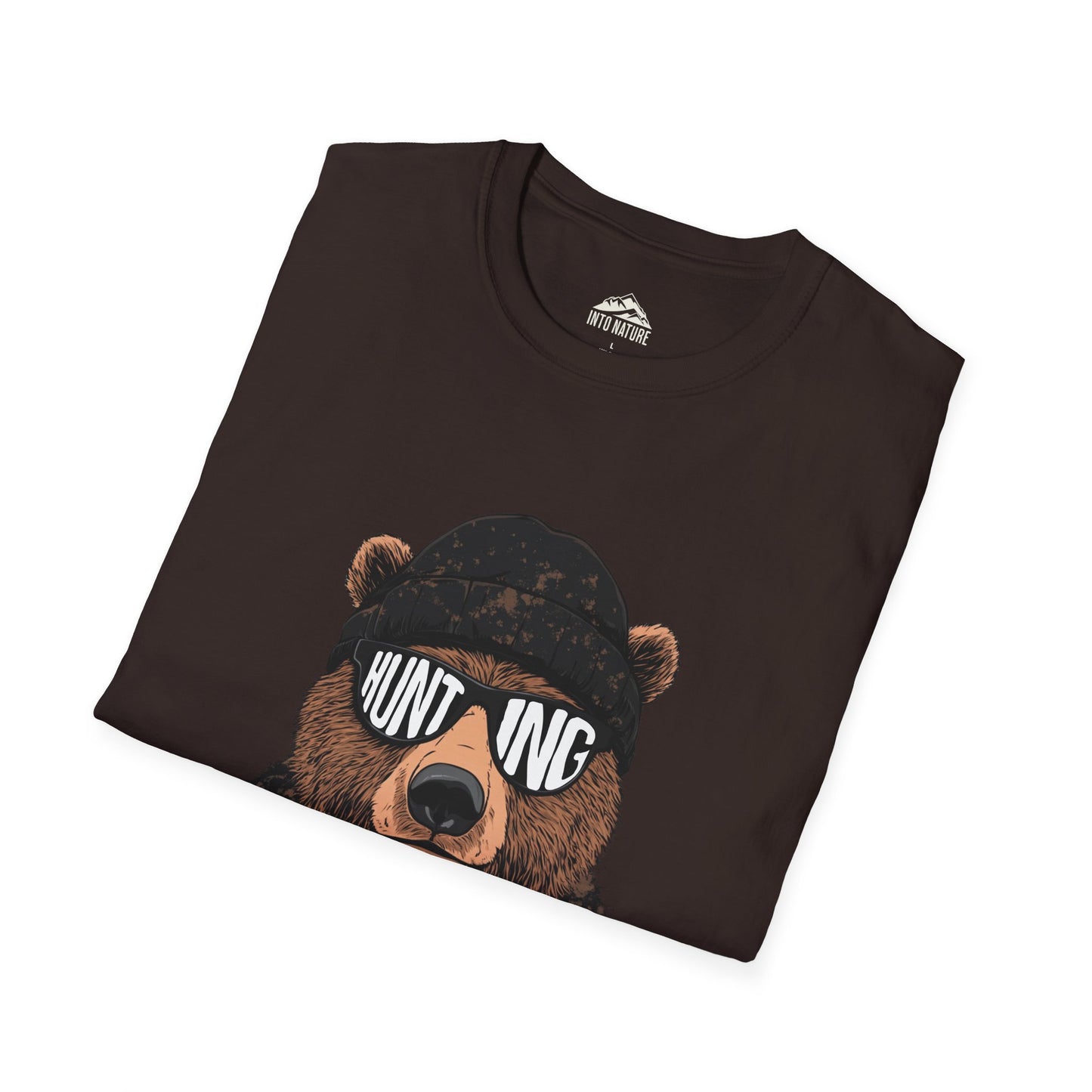 Hunting Bear Graphic T-Shirt | Unisex Softstyle Tee for Outdoor Enthusiasts